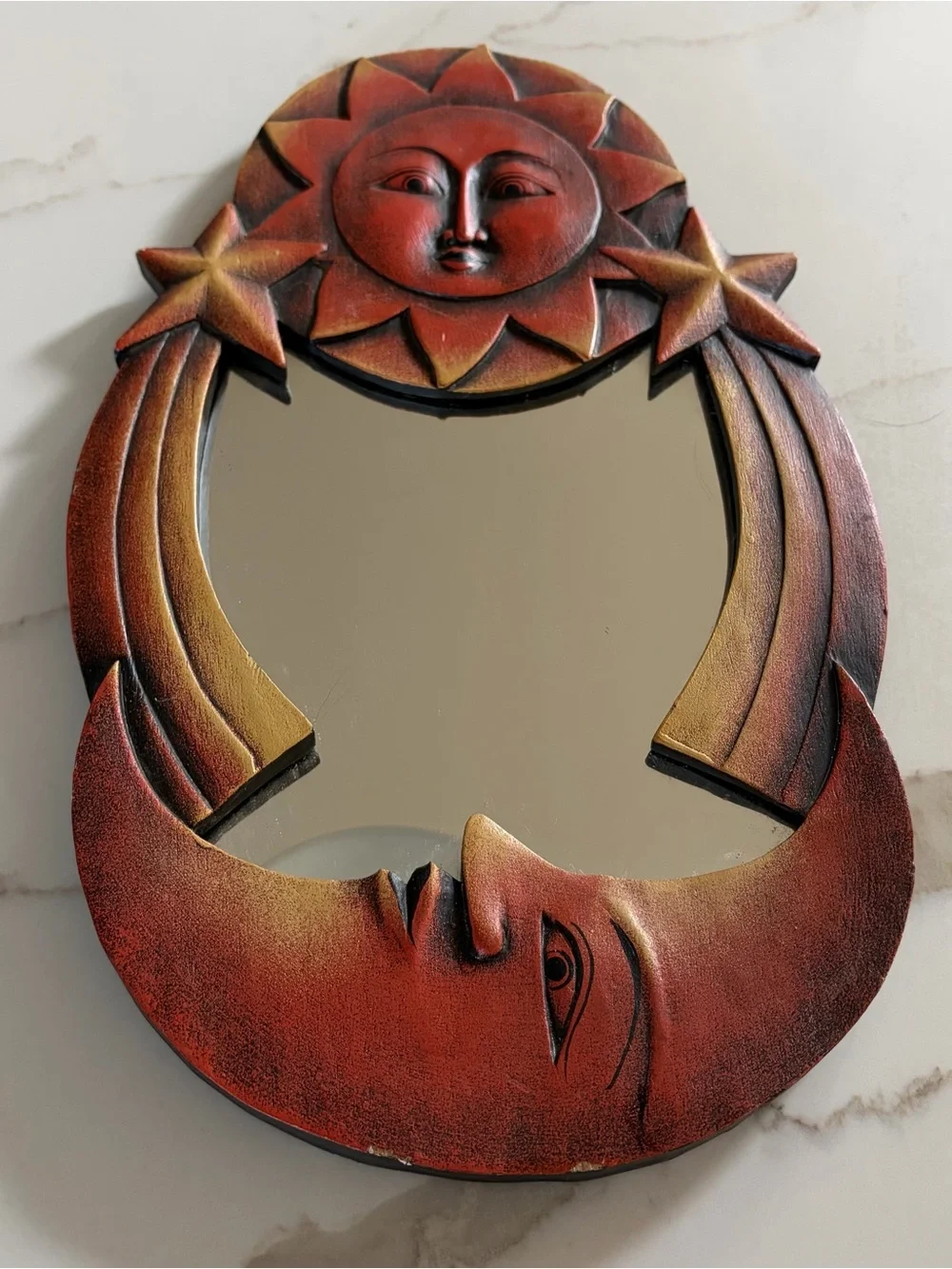 Vintage 1990s Sun & Moon Decorative Wall Mirror Celestial, Whimsical, Whimsigoth
